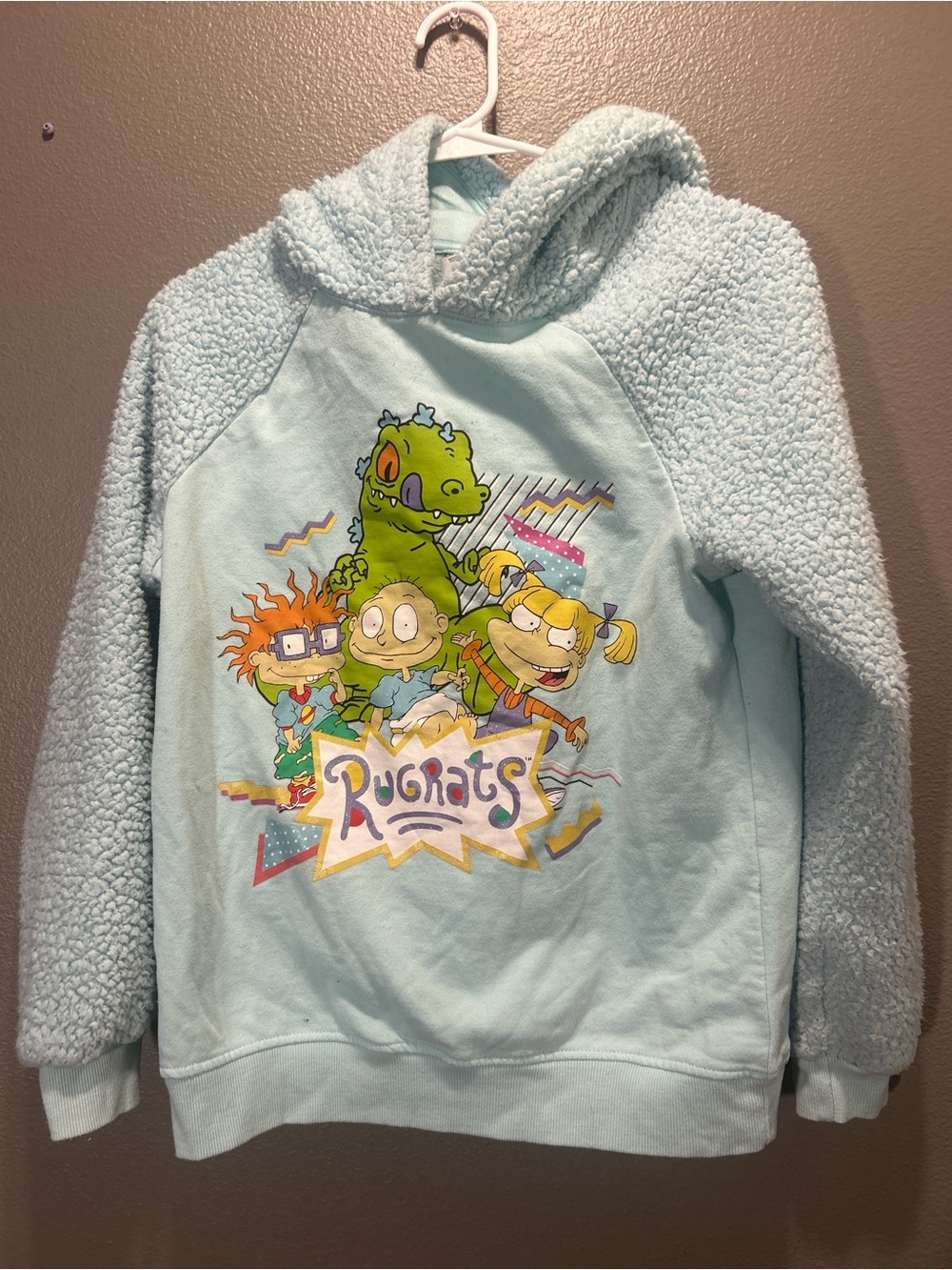 Nickelodeon Rugrats Girls XL 14 16 Faux Sherpa Reptar Dinosaur Spikes Hoodie